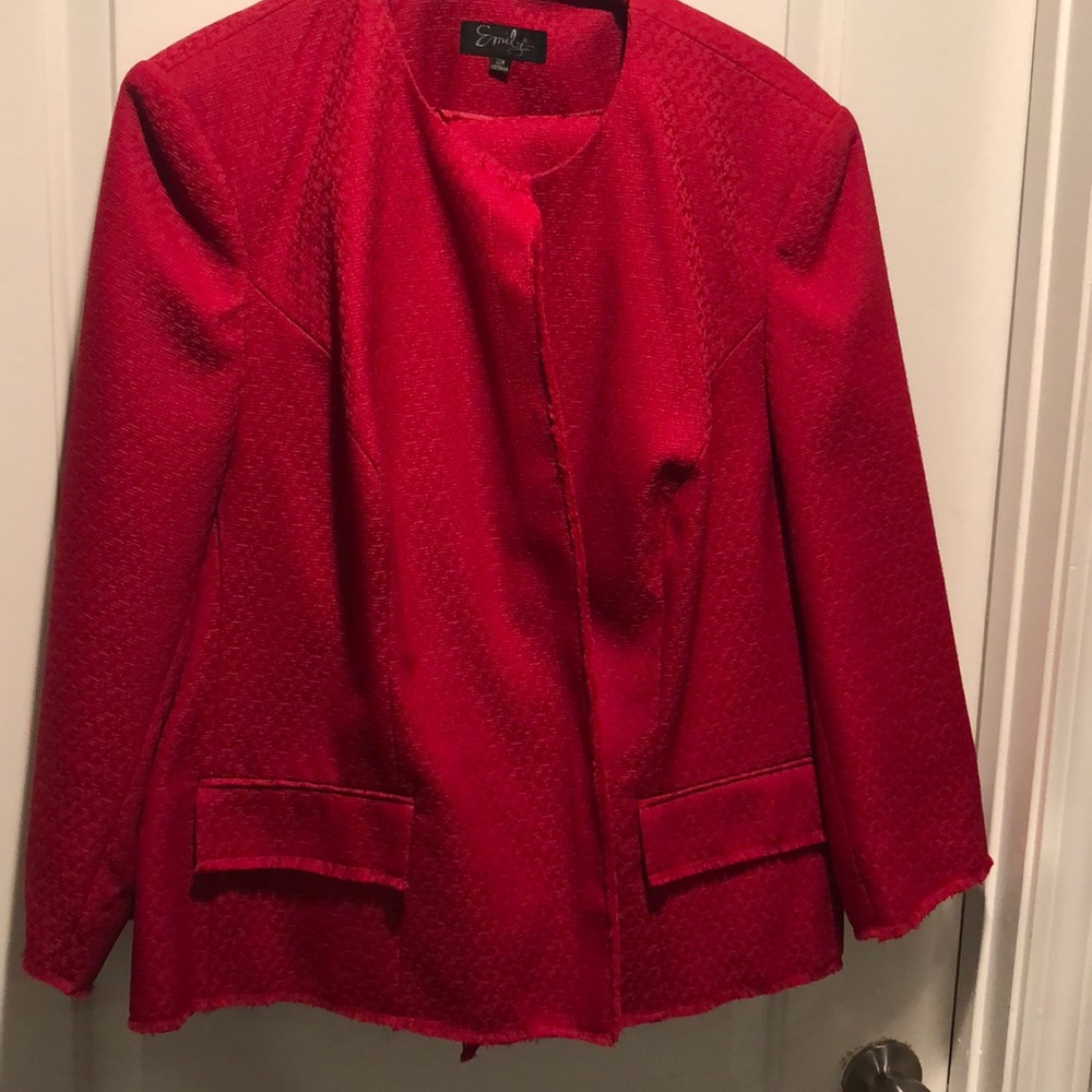 Plus size red suit jacket and skirt 22W